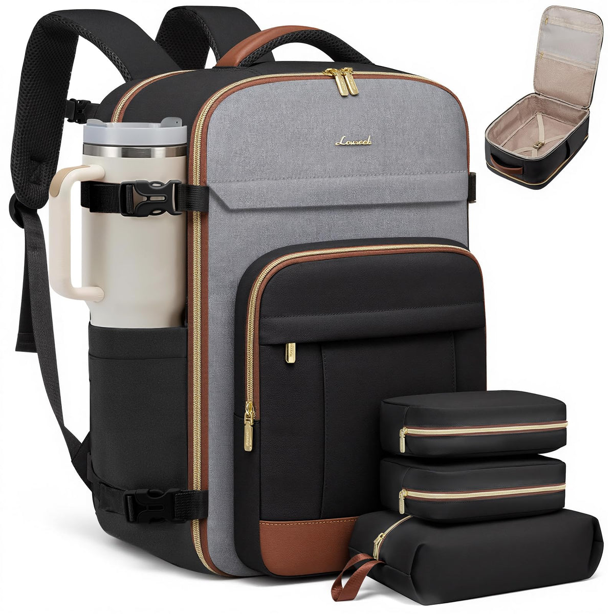 LOVEVOOK 40L Travel Backpack for Women & Men - 17.3 Inch Carry On Backpack & Personal Item Backpack for Airlines, Spacious and Durable Design, with 3 Packing Cubes