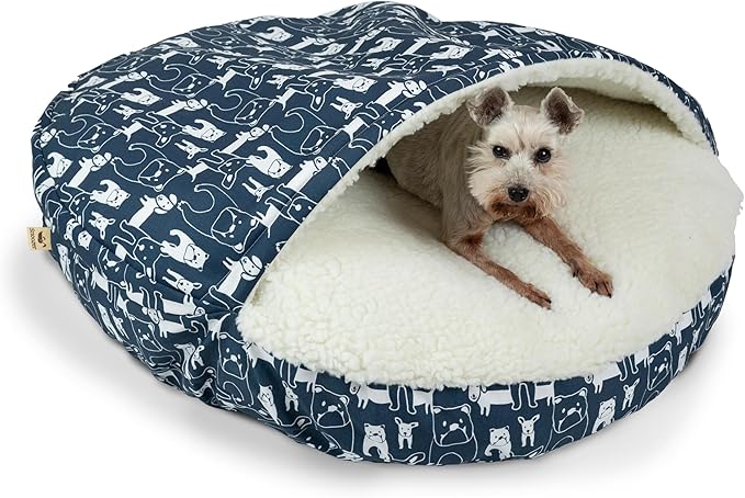 Snoozer Luxury Cozy Cave Pet Bed, Wag Collection, Small - Pedigree Denim
