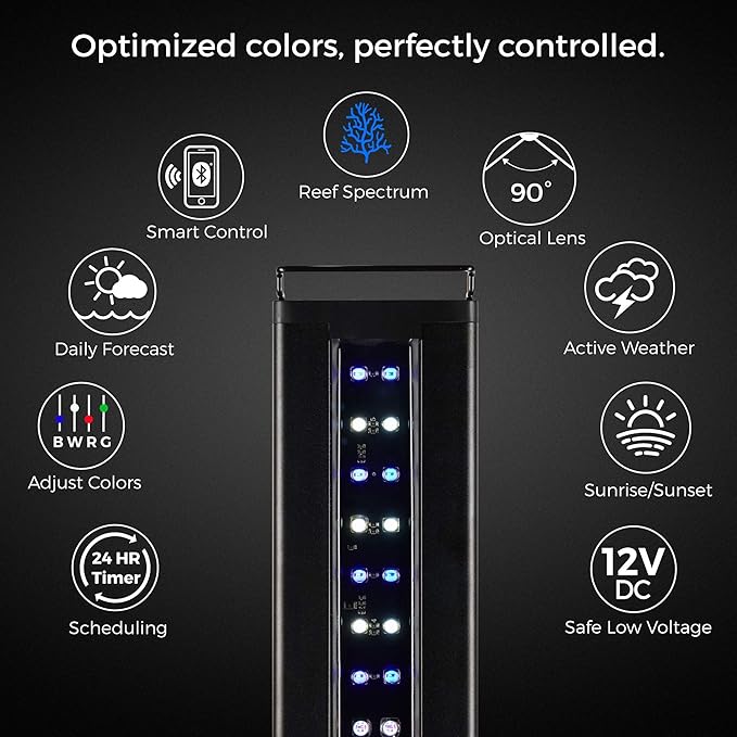 CURRENT USA 36-48" Inch Orbit Marine IC Loop LED Saltwater Reef Marine Aquarium Light with Bluetooth App Control | Wireless Lighting & eFlux Wave Pump Control for Fish Tank (4206)