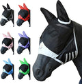 T TEKE Fine Mesh Horse Fly Mask w/Ears, UV Blocking 3D Eye Visor with Extra Fleece Cushioned Forehead, Protection from Insect Pests