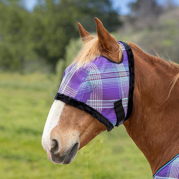 Kensington Fly Mask with Fleece Trim for Horses — Protects Face and Eyes Helps Block Sun Rays While Allowing Full Visibility — Breathable and Non Heat Transferring