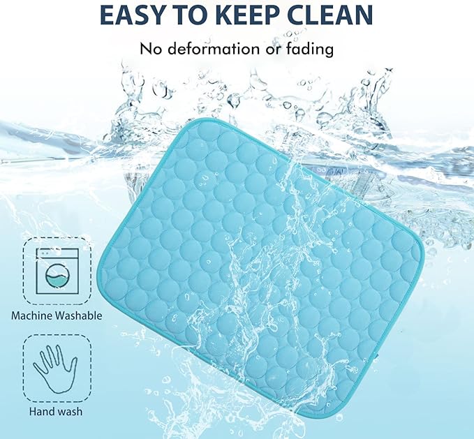 MICROCOSMOS Summer Cooling Mat & Sleeping Pad- Water Absorption Top, Materials Safe, Easy Carry, EZ Clean. Keep Cooling for Pets, Kids and Adults.(Blue, 48" x48")
