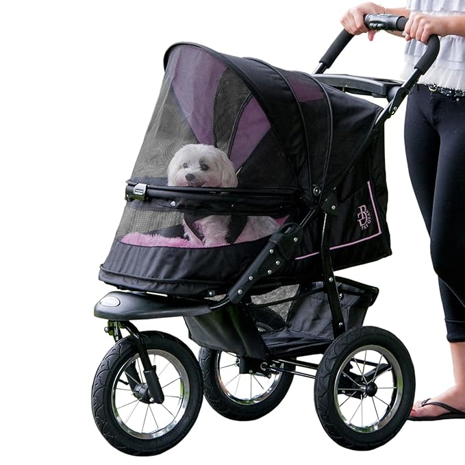 Pet Gear No-Zip NV Pet Stroller for Cats/Dogs, Zipperless Entry, Easy One-Hand Fold, Gel-Filled Tires, Plush Pad + Weather Cover Included, 3 colors