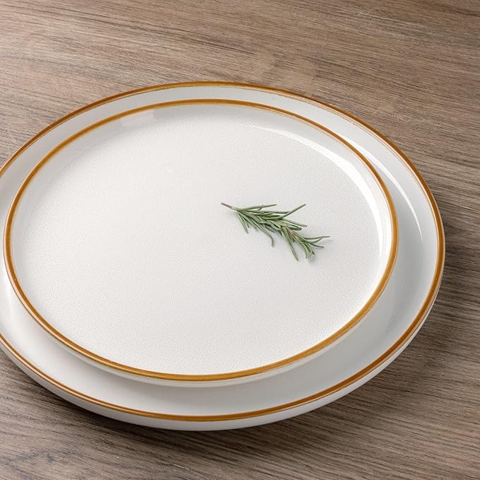 GBHOME Ceramic Dinnerware Sets for 4, 12 Pieces Stoneware Plates and Bowls Sets, Scratch Resistant Dishes, Dishwasher & Microwave Safe, Reactive Glaze-White
