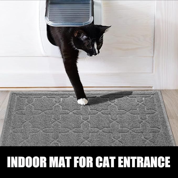 Yimobra Cat Litter Mat, 24"x20" Litter Mat with Litter Lock Mesh, Soft Cat Litter Mat Litter Trapping Mat, Easy to Clean, Non-Slip, Water Resistant, Litter Free Floors, Dark Grey