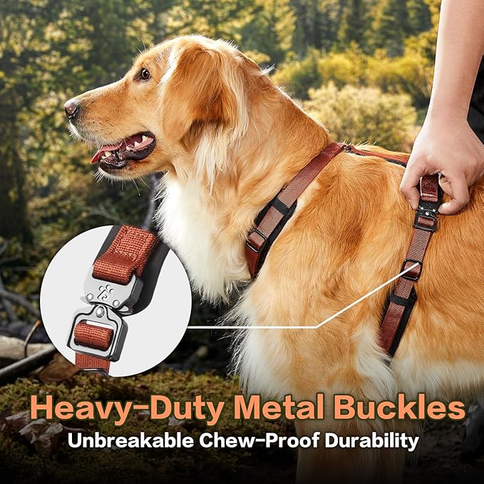 CLEPAWS Dog Harness for X-Large Dogs, No Pull Dog Harness Easy Walk with Metal Hardware, Ergonomic Y-Shaped Design, Soft Padding, Padded Handle, Durable High-Tensile Nylon (Canyon Red, XL)