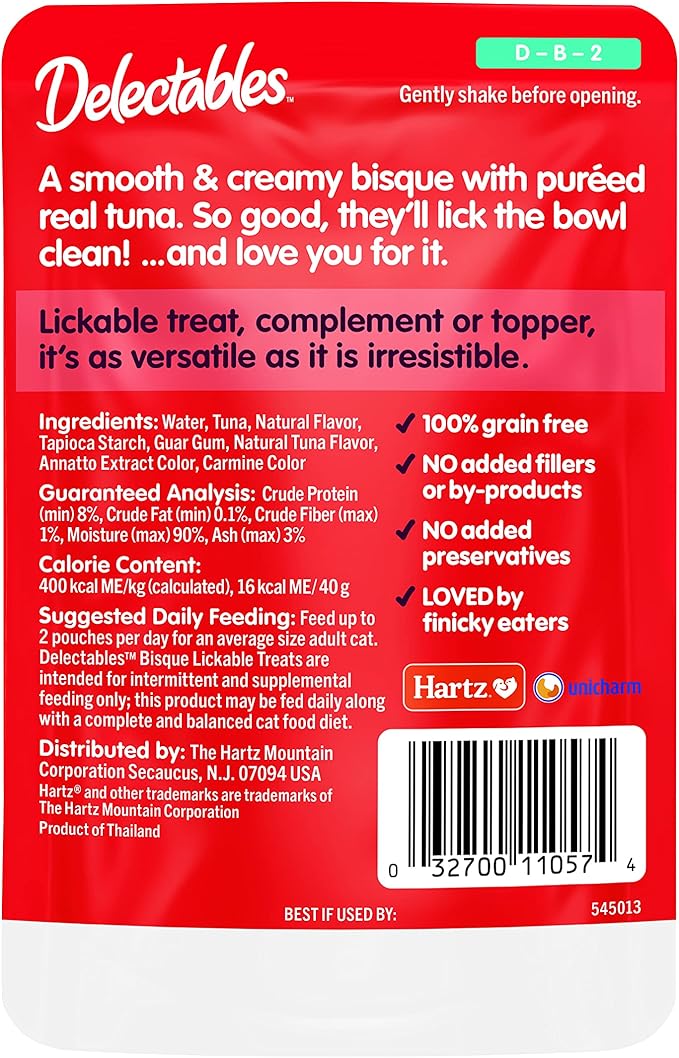 Hartz Delectables Bisque Lickable Wet Cat Treats-12 Pack-Tuna - 3270011057