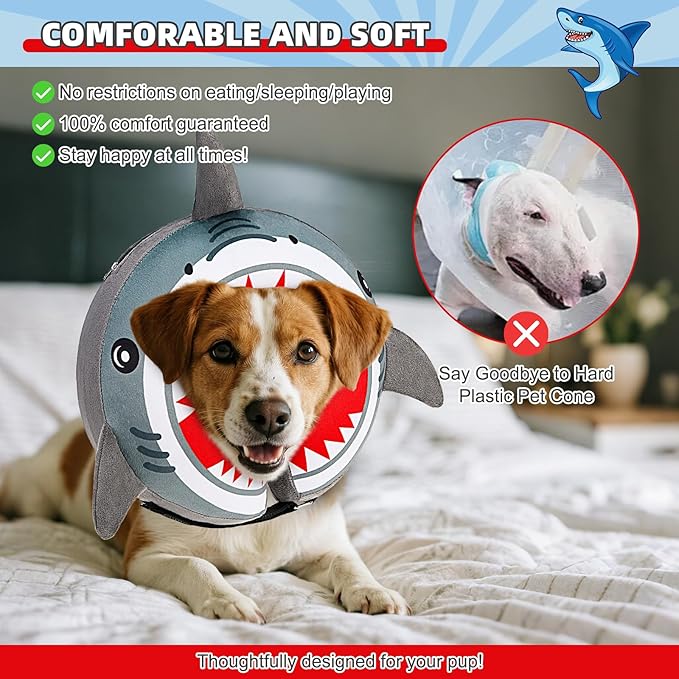 KOOLTAIL Dog Cone Collar Alternative After Surgery, Soft Inflatable Dog Neck Cone for Medium Large Dogs, Adjustable Pet Donut Recovery E Collar with Enhanced Anti-Licking Does Not Impede Vision L