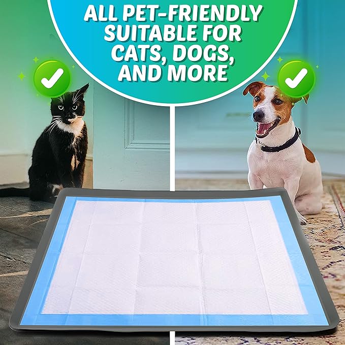 TidyFriend Dog Pee Pad Holder Tray Fits for 28” x 34” Wee Wee Pee Pads - Stable Grip, Raised Edges, Quick-Wipe Silicone Surface Dog Potty Tray Holder for Indoor Flooring Protection (Grey)