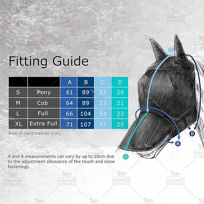 Harrison Howard LumiVista Horse Fly Mask Standard with Ears UV Protection for Horse Paisley Wave M Cob