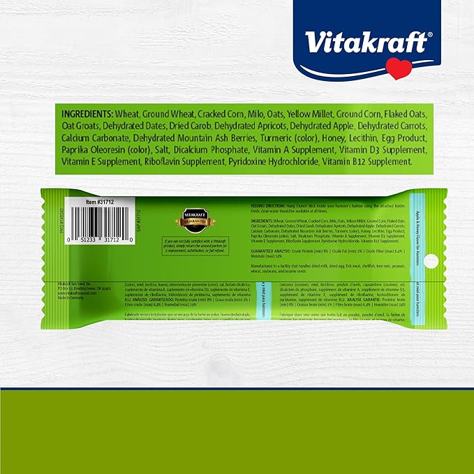 Vitakraft Crunch Sticks Hamster Treat - Apple and Honey - Hamster Chew Sticks