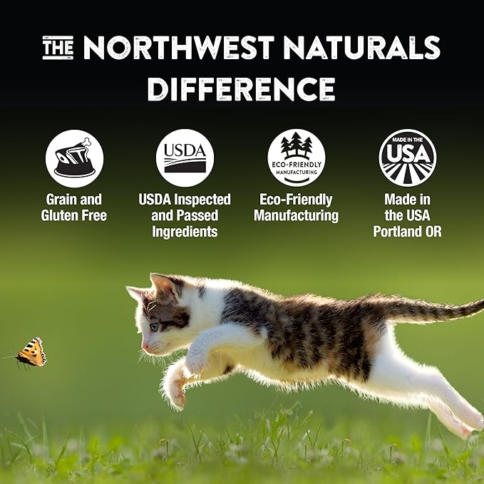 Northwest Naturals Freeze-Dried Rabbit Cat & Kitten Food – Bite-Sized Nibbles – Healthy, Limited, Human-Grade Ingredients, All-Natural, High-Protein Raw Diet – Complete & Balanced, Grain-Free – 11 oz