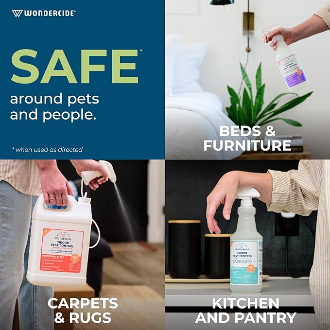 Wondercide - Indoor Pest Control Spray for Home and Kitchen - Ant, Roach, Spider, Fly, Flea, Bug Killer and Insect Repellent - with Natural Essential Oils - Pet and Family Safe — Lemongrass 32 oz