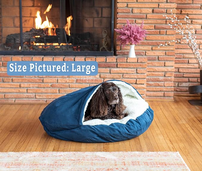 Snoozer Luxury Microsuede Cozy Cave Pet Bed, Large - Sapphire