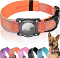 Upgraded AirTag Dog Collar, IP68 Waterproof Dog Collar with Apple Air Tag Holder, Reflective Adjustable Heavy Duty Dog Collars with Soft Padded for Small, Medium and Large Dogs,Orange, XL