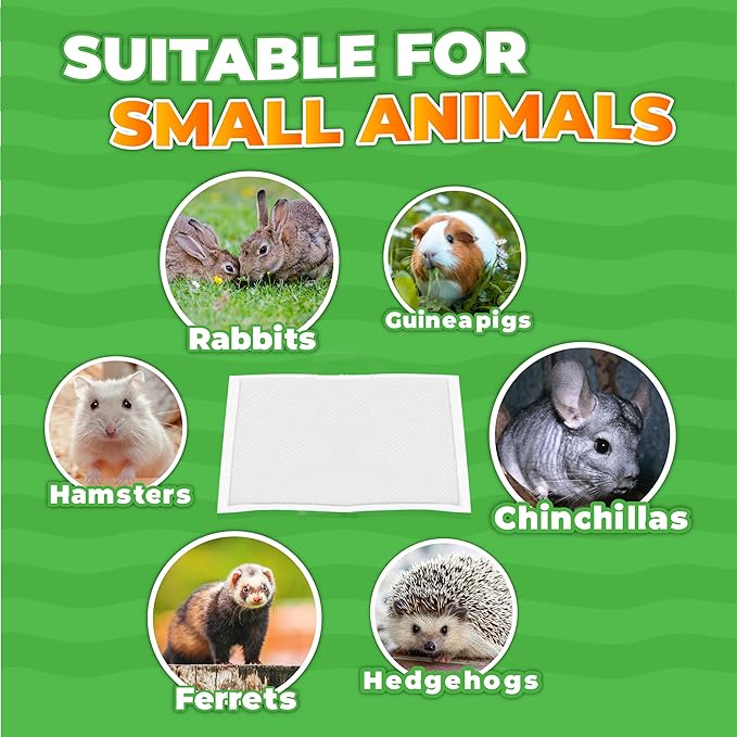 14"" X 18"" Disposable Guinea Pig Cage Liners 50 PCS, Rabbit, Hedgehog, Hamster, Chinchilla, Cat, Reptile and Other Small Animals