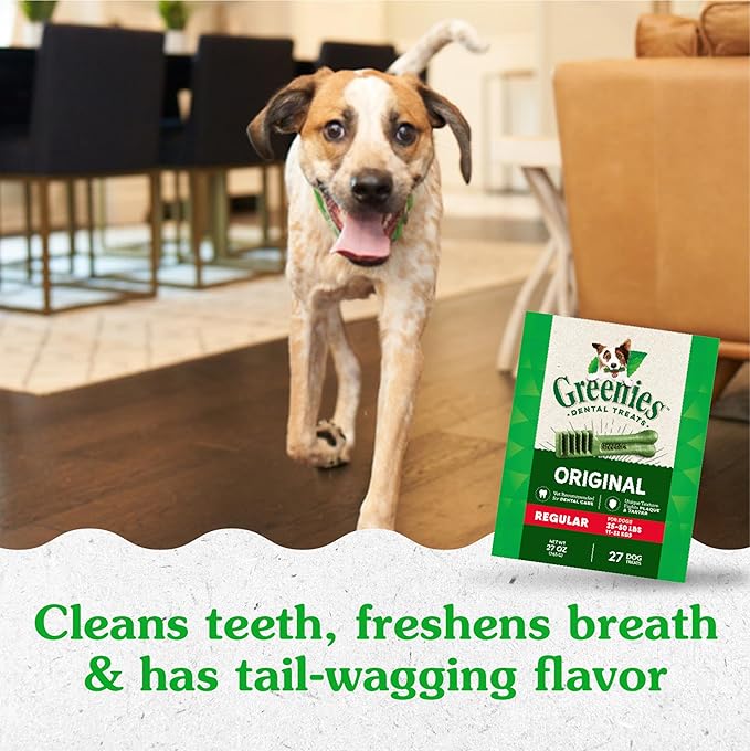 Greenies Original Regular Dental Dog Treats, 27 oz. Pack (27 Treats)