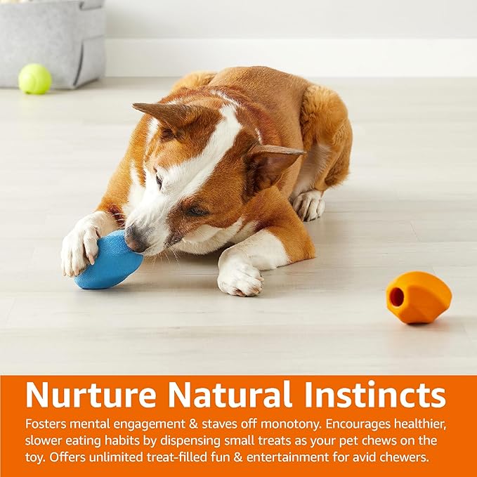 Amazon Basics Interactive Dog Treat Dispensing Enrichment Chew Toy, Medium, Multi Color, 2-Pack