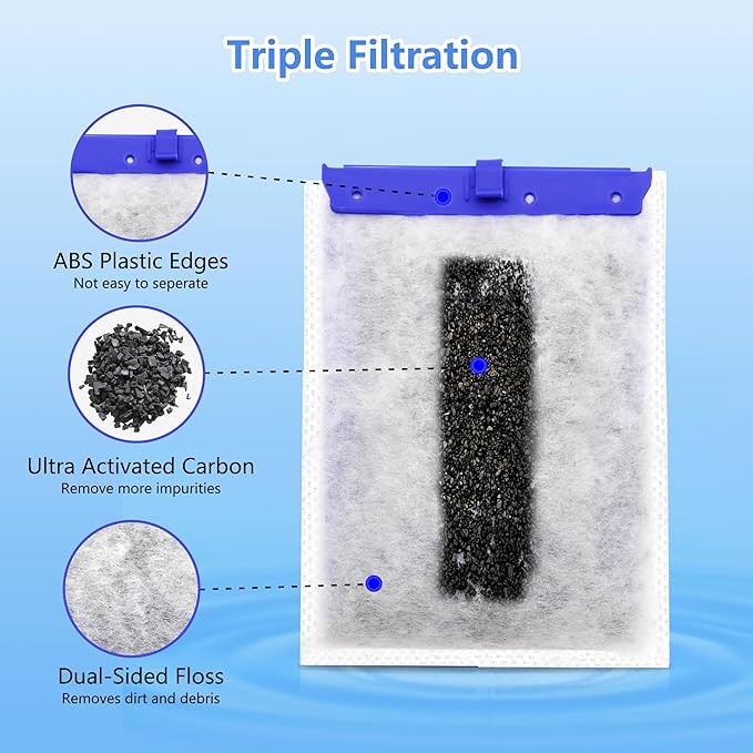 6 Pack Aquarium Filter Cartridge Compatible with Whisper Power Filters,Large Replacement Filter Cartridges for 20i/40i/IQ20/IQ30/IQ45/IQ60