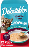 Hartz Delectables Chowder Lickable Wet Cat Treats for Senior Cats, Tuna & Whitefish, 1.4 Ounce (Pack of 12)(Packaging May Vary )