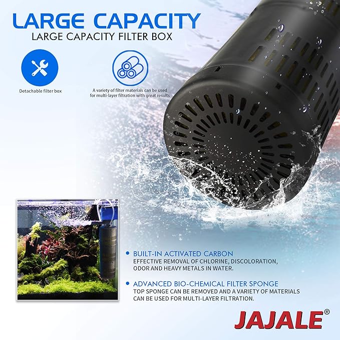 Water Pump 320 GPH 3-in-1 Submersible Internal Filter Aquarium Powerhead Water Pump Ultra Quiet for Aquarium,Fish Tank-4 Pack