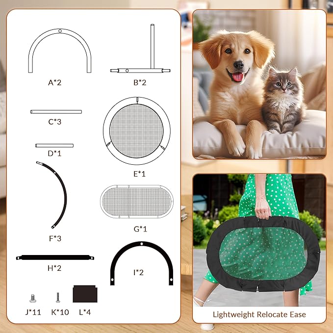 Defined Deco 2 Tier Elevated Cat Hammock Bed, Furniture Cat Bed Breathable Comfortable, Raised Cool Ca t Hammock for Indoor Cats, with Removable Mesh and Steel Frame for Summer