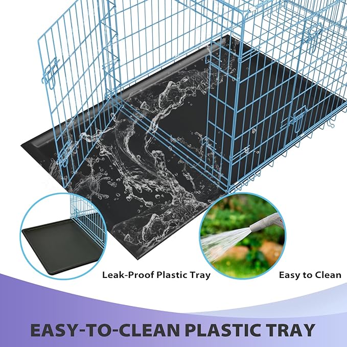BestPet | Dog Crate | 48" | Blue | Foldable Metal Kennel with Double Doors, Secure Slide-Bolt Latches, Leakproof Tray | Portable Dog Cage for Large Breeds | for Travel, Indoor & Outdoor Use