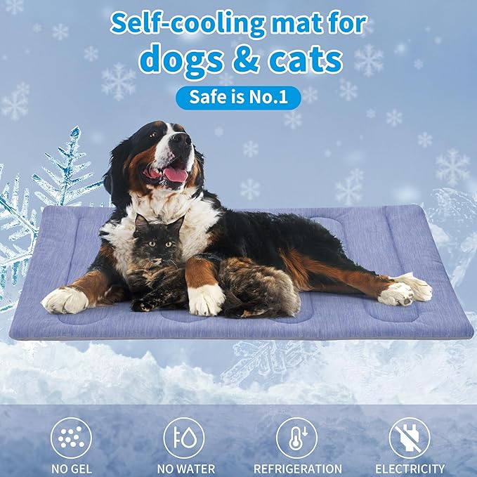 Cooling Mat for Large Dogs - Double-Sided Waterproof & Cool, Portable Dog Cooling Mat for Summer.(XL (44''x32'')