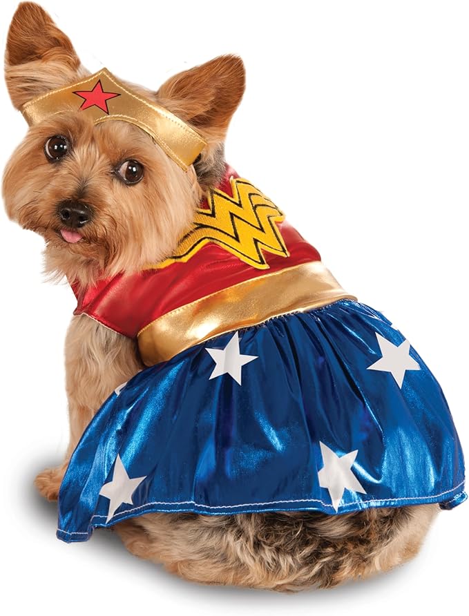DC Comics: Wonder Woman Pet Costume for For Dogs or Cats by Rubies, Large