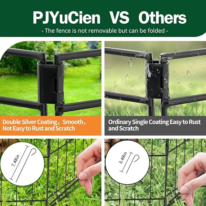 PJYuCien Dog Playpen, 8 Panels 24’’H Dog Pens Indoor with Bottom Pad and Top Cover, Metal Foldable Pet Puppy Exercise Fence Crate Kennel, Better for Small Animals,Black