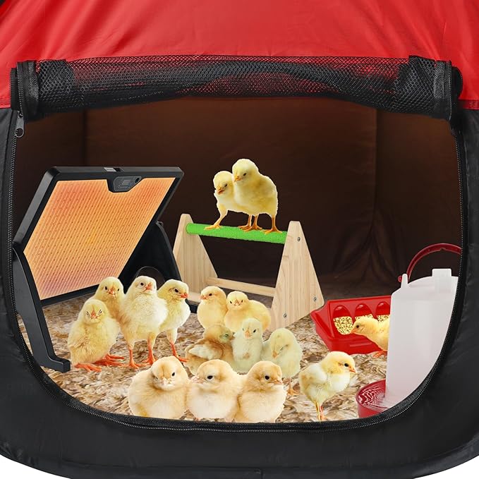 Chicken Brooder Box for Chick Starter Kit, 12.8 * 17.8 inch Large Brooder Heating Plate, Brooding Up to 30 Baby Chicks, Chicks Feeder＆Waterer, Nesting Pad, Perch, All-in-1 Chicken Brooder Set