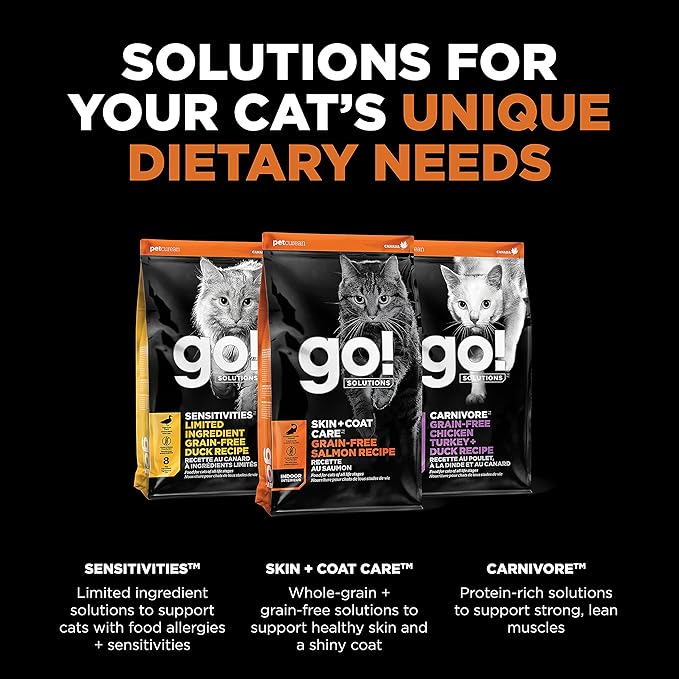 Go! Solutions Skin + Coat Care, Grain-Free Dry Cat Food, Salmon Recipe, 16 lb Bag
