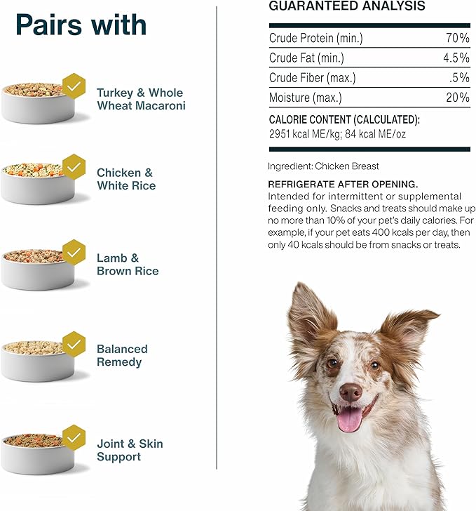 JustFoodForDogs Healthy Dog Treats, Single-Ingredient, Chicken Breast, 5 oz