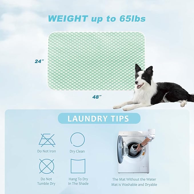 MICROCOSMOS Pet Cooling Mat & Sleeping Pad- Breathable Bubble Surface, EZ Clean. Keep Cooling for Pets, Kids and Adults in Summer.(Green, 48" x 24")