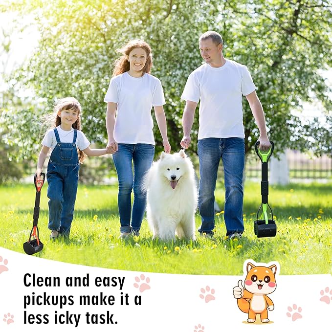 TIMINGILA Pooper Scooper 2 Pack, 28" Long Handle No Touch Dog Pooper Scooper for Large Medium Small Dogs, Durable Spring & Lightweight, Waste Pickup Tool for Dogs in Lawns/Grass/Dirt/Gravel