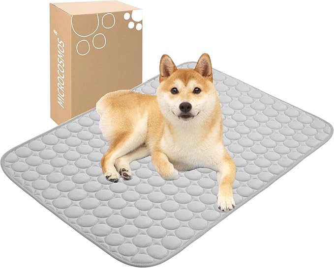 MICROCOSMOS Summer Cooling Mat & Sleeping Pad- Water Absorption Top, Materials Safe, Easy Carry, EZ Clean. Keep Cooling for Pets, Kids and Adults.(Grey, 36" x24")