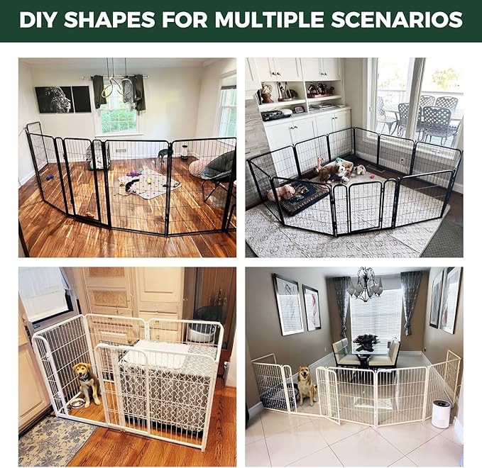 FXW Homeplus Unleashed Indoor Dog Playpen - Stress-Free and Safe Play, Heavy Duty 24 Inch 8 Wire Panels Dog Pen for Puppy and Small Dogs, White│Patented