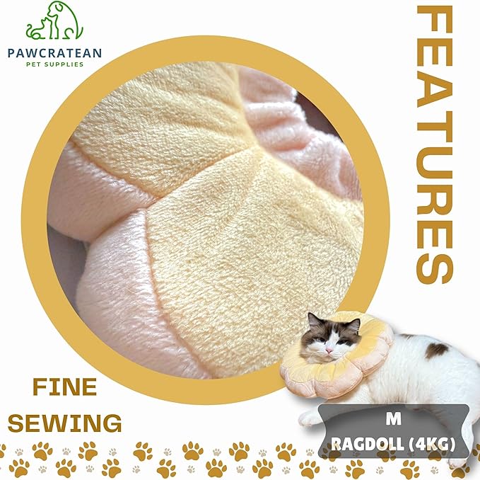 Adjustable Comfy Flower Style Elizabeth Collar for Cats Puppies Soft Recovery Cone Pet Protective Neck Collar (Yellow, Small)