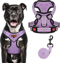 MIDOG No-Pull Dog Harness | Adjustable & Reflective Pet Harness Leash Set for Small Medium Large Dogs Walking, Training| No Choke, Front Clip, Soft Padded Vest with Easy Control Handle - Purple, L
