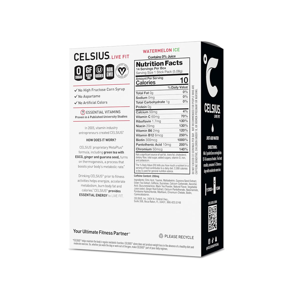 CELSIUS® On-The-Go Powder Sticks Dragonfruit Lime, Essential Energy 2.8 Oz