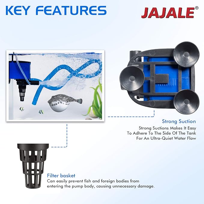 Water Pump 660 GPH Submersible Internal Aquarium Powerhead Water Pump Ultra Quiet for Aquarium,Fish Tank
