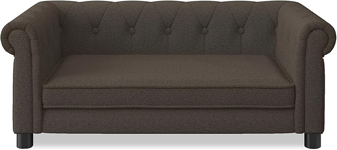 Dog Sofa Couch for Medium to Large Dogs, Memory Foam Pet Sofa Couch with Washable Fabric, Durable Elevated Dog Bed with Legs, Removable Cushion for Medium and Large Dogs, Dark Brown
