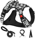 NESTROAD No Pull Dog Harness with Leash, Reflective No Choke Pet Vest Harness,Adjustable Soft Padded Dog Harness with Easy Control Handle for Large Dogs(Checkered Black,Large)