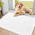 Smiry Dog Door Mat for Muddy Paws 36x24, Absorbs Moisture and Dirt Doormat, Non-Slip Washable Quick Dry Chenille Front Door Mat Indoor Entrance, Entryway Carpet for Inside Floor, White