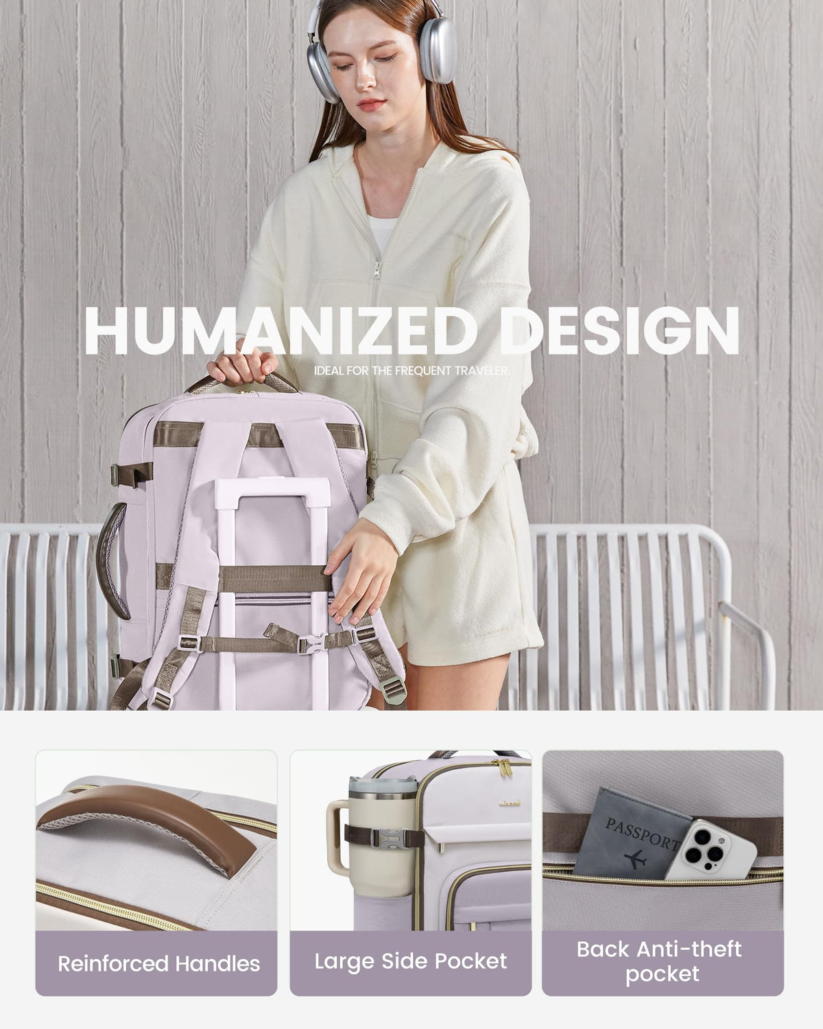 LOVEVOOK 40L Travel Backpack for Women & Men - 17.3 Inch Carry On Backpack & Personal Item Backpack for Airlines, Spacious and Durable Design, with 3 Packing Cubes