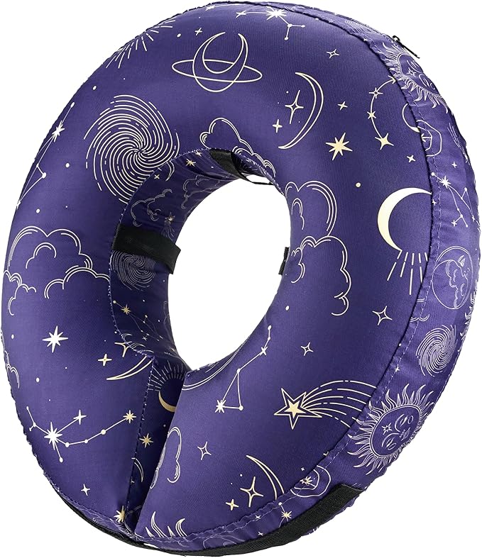 BENCMATE Inflatable Dog Cone Collar Alternative, Soft Dog Cone for Small Medium Large Dogs and Cats, Neck Recovery ECollar Donut Collar After Surgery (Small, Constellation)