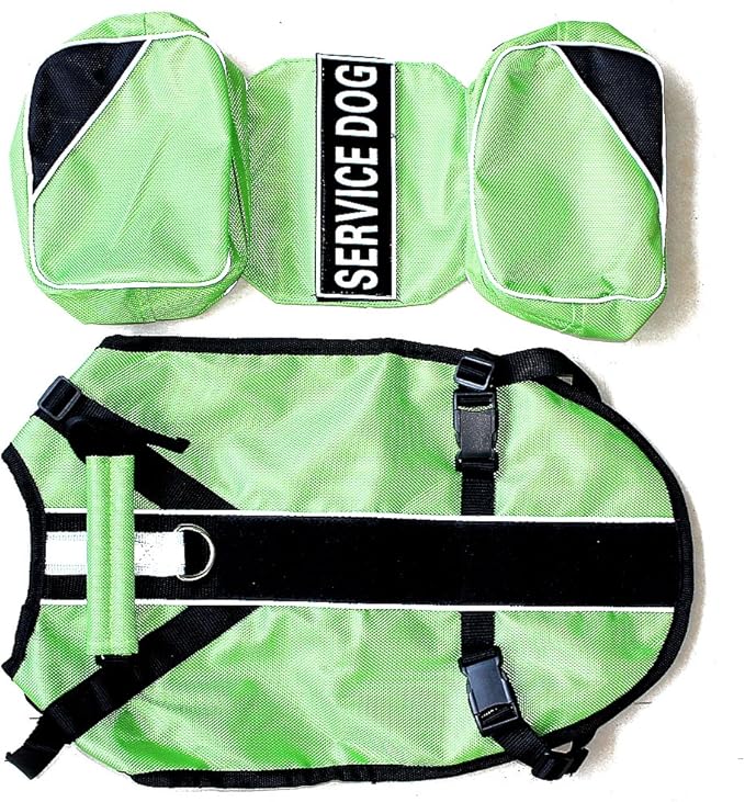 Serijoars Dog Vest Harnesses with Saddlebag Backpack for Camping & Travel - Reflective Hound Hiking Backpack Saddle Bag - Lightweight Vest Harness for Medium & Large Dogs (Green, M)