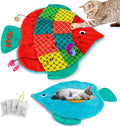 AWOOF Cat Mat, Cute Soft Catnip Mat, Cat Activity Mat Machine Washable Catnip Toys Interactive Cat Toys for Indoor Cats (Fish Shape)
