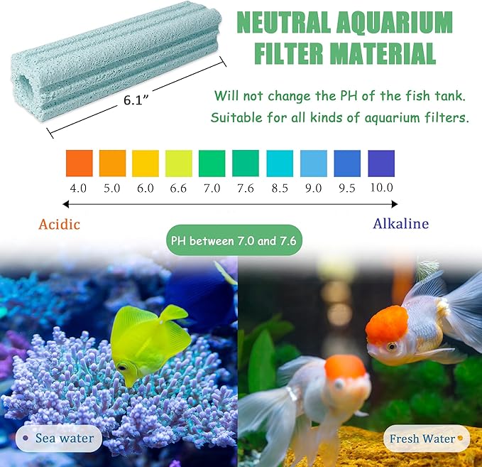 SHIGATSU Bio Aquarium Filter Media, 6.1”Long Ceramic Filter Bio Media for Saltwater and Freshwater Pond Fish Tank（30 pcs）