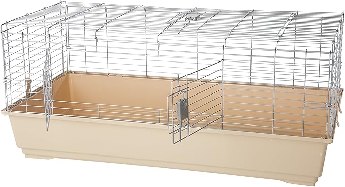 Amazon Basics Top Access Small Animal, Rabbit & Guinea Pig Cage, Ferret Cage Habitat With Accessories, Jumbo, Multicolor, 48.6"L x 26.6"W x 20.6"H
